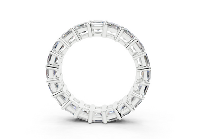 4 Carat 18K Gold Asscher Cut Classic Slim Diamond Eternity Ring