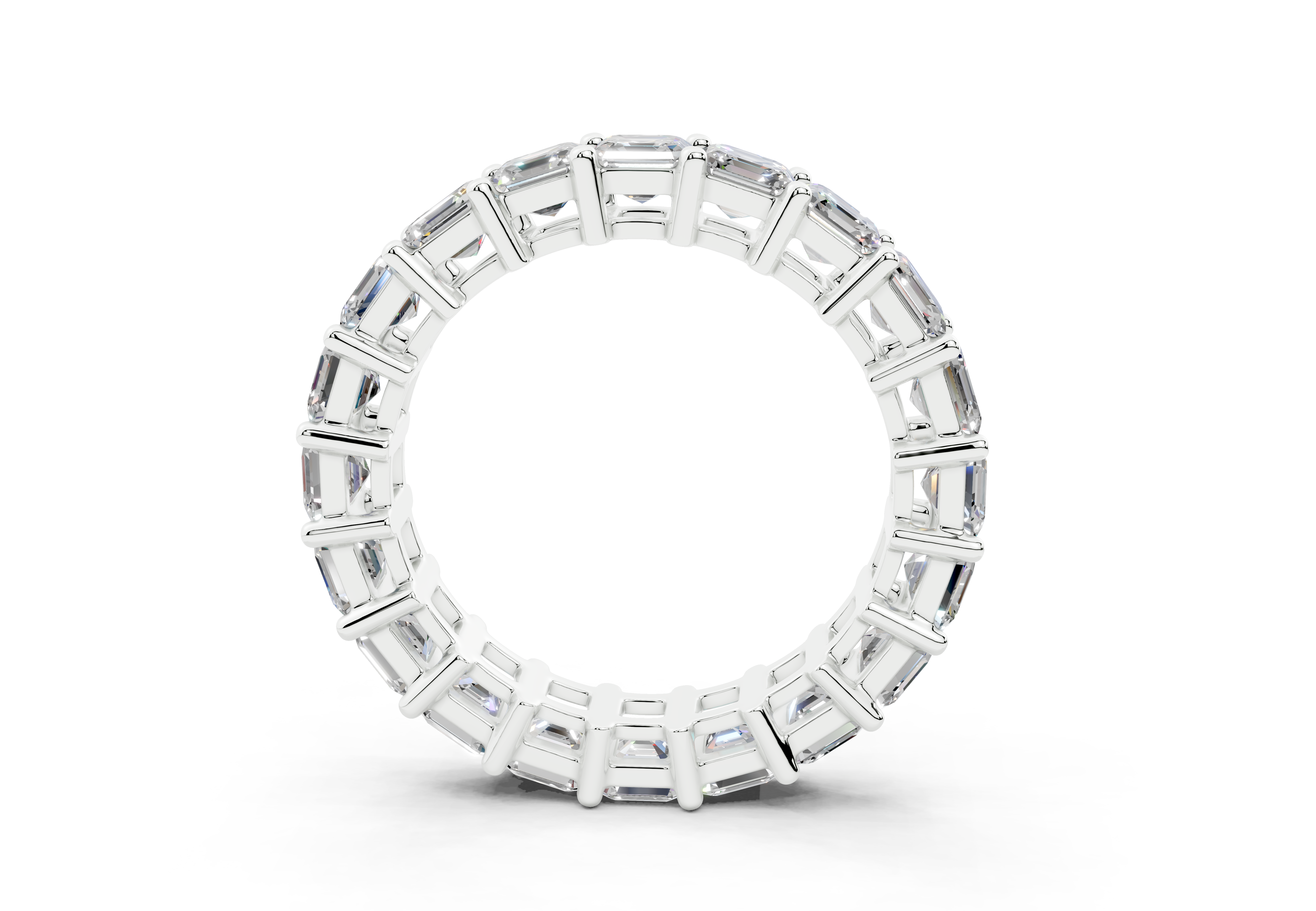 4 Carat 18K Gold Asscher Cut Classic Slim Diamond Eternity Ring - White Gold#Material_White Gold#