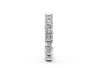 4 Carat 18K Gold Asscher Cut Classic Slim Diamond Eternity Ring