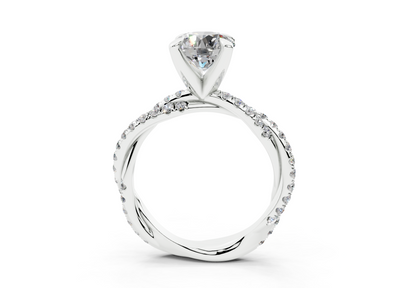 18K Gold Half Pavé Twisted Diamond Engagement Ring 1.5 Carat