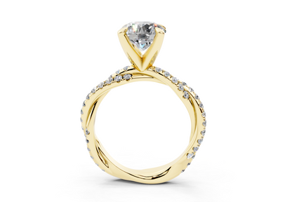 18K Gold Half Pavé Twisted Diamond Engagement Ring 2 Carat