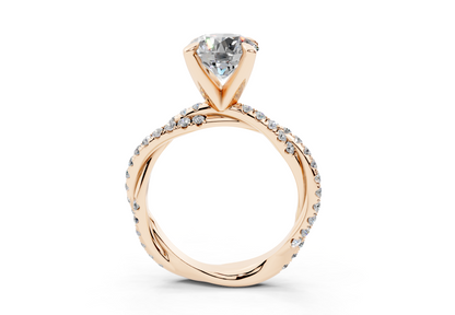 18K Gold Half Pavé Twisted Diamond Engagement Ring 2 Carat