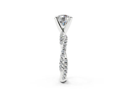 18K Gold Half Pavé Twisted Diamond Engagement Ring 2 Carat