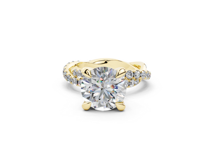 18K Gold Half Pavé Twisted Diamond Engagement Ring 3 Carat