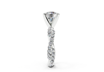 18K Gold Half Pavé Twisted Diamond Engagement Ring 3 Carat