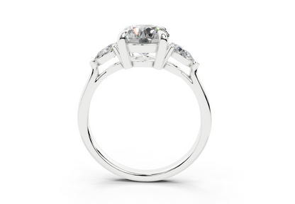 18K Gold Three Stone Pear Shaped Diamond Engagement Ring 1.5 Carat