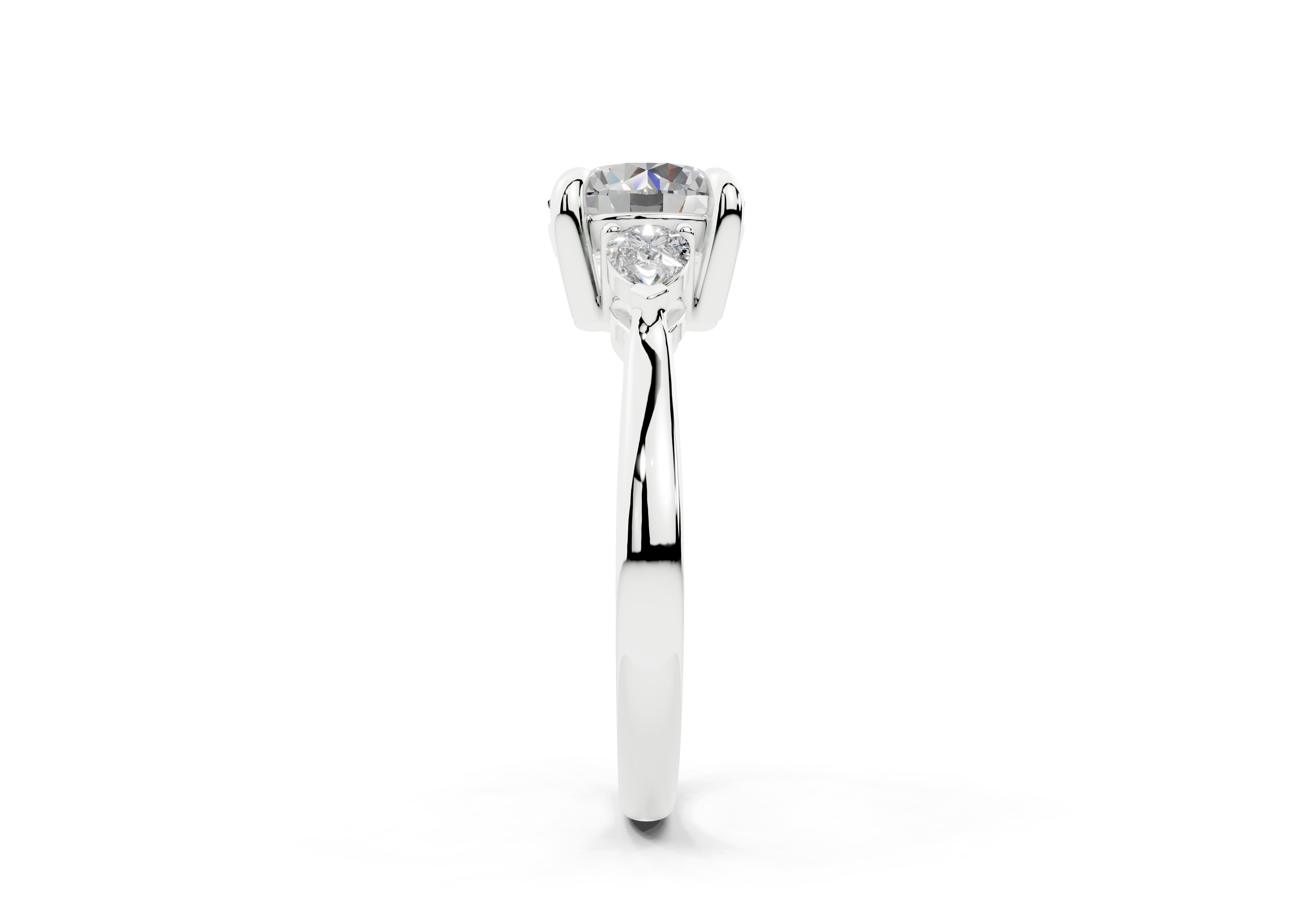 18K Gold Three Stone Pear Shaped Diamond Engagement Ring 1.5 Carat - White Gold#Material_White Gold#