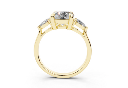 18K Gold Three Stone Pear Shaped Diamond Engagement Ring 2 Carat