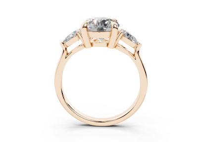 18K Gold Three Stone Pear Shaped Diamond Engagement Ring 2 Carat
