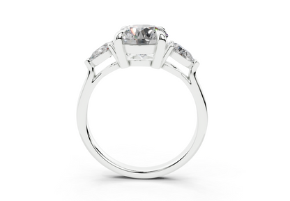 18K Gold Three Stone Pear Shaped Diamond Engagement Ring 2 Carat