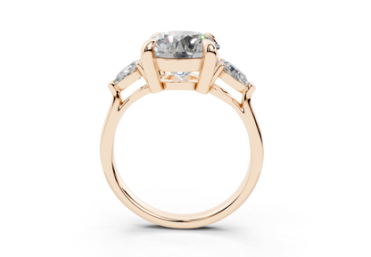 18K Gold Three Stone Pear Shaped Diamond Engagement Ring 3 Carat