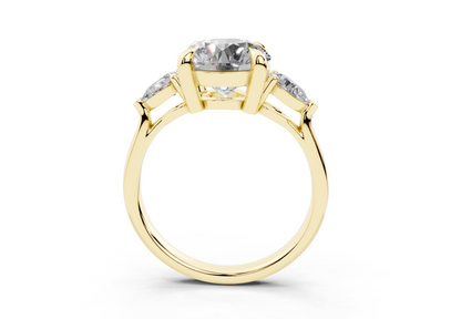 18K Gold Three Stone Pear Shaped Diamond Engagement Ring 2.5 Carat
