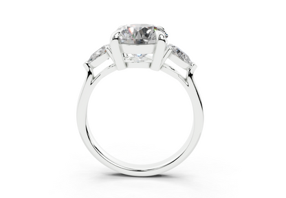 18K Gold Three Stone Pear Shaped Diamond Engagement Ring 2.5 Carat