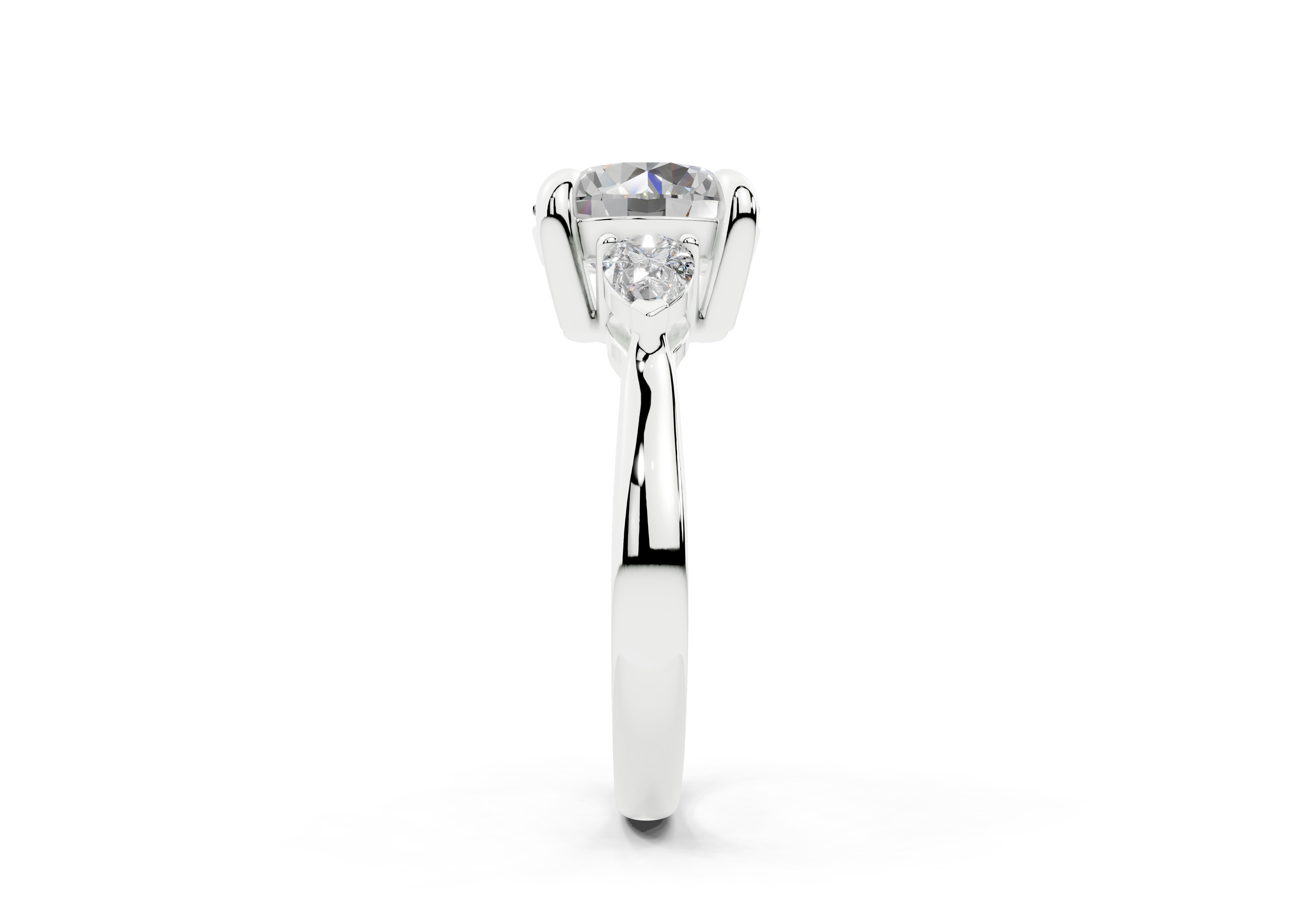 18K Gold Three Stone Pear Shaped Diamond Engagement Ring 2.5 Carat - White Gold#Material_White Gold#
