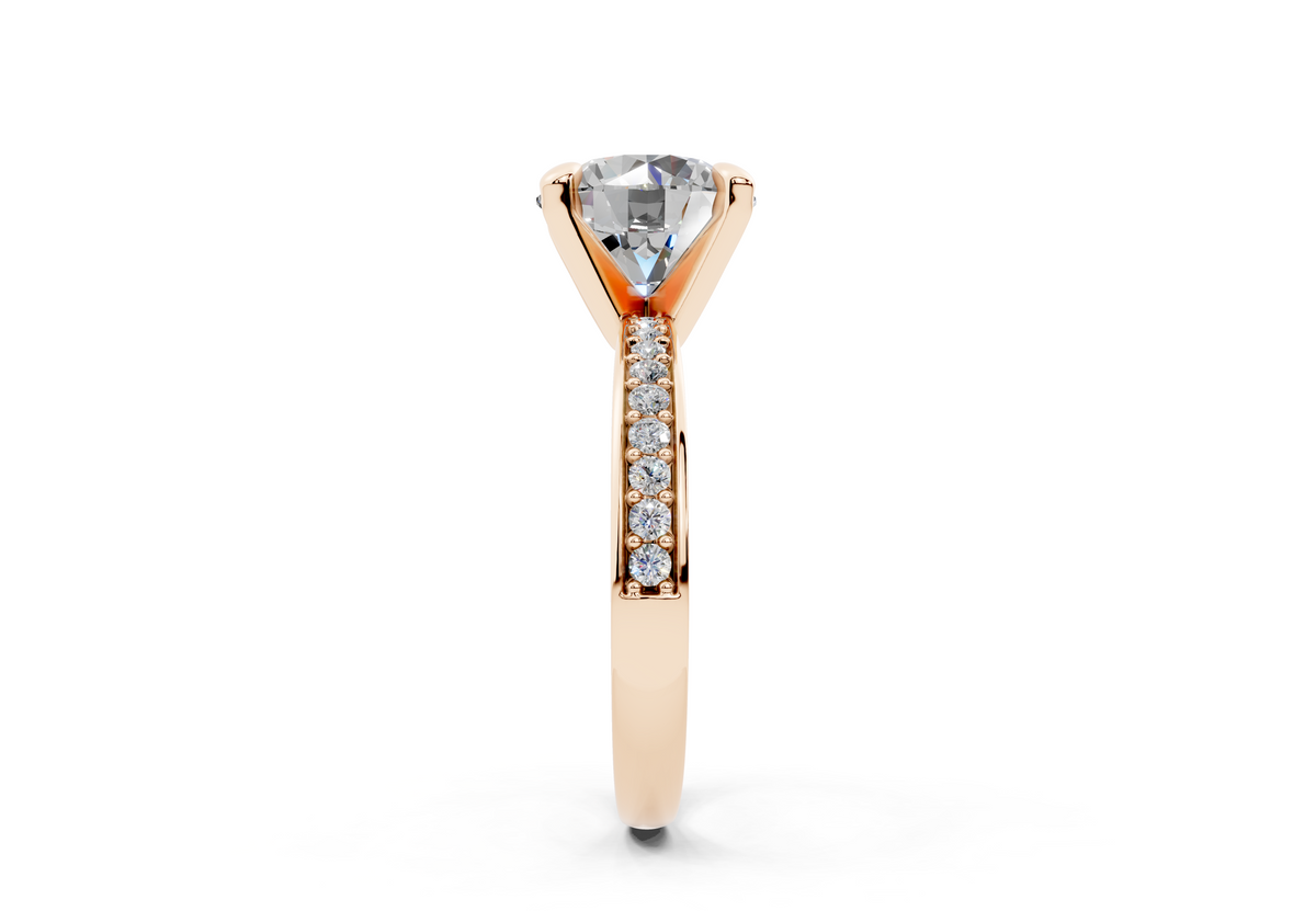18K Gold Comfort Half Pavé Diamond Engagement Ring 2.5 Carat - Rose Gold#Material_Rose Gold#