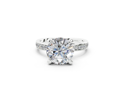 18K Gold Comfort Half Pavé Diamond Engagement Ring 2.5 Carat