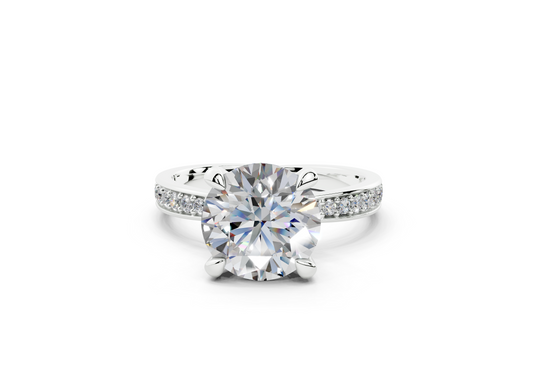 18K Gold Comfort Half Pavé Diamond Engagement Ring 2.5 Carat