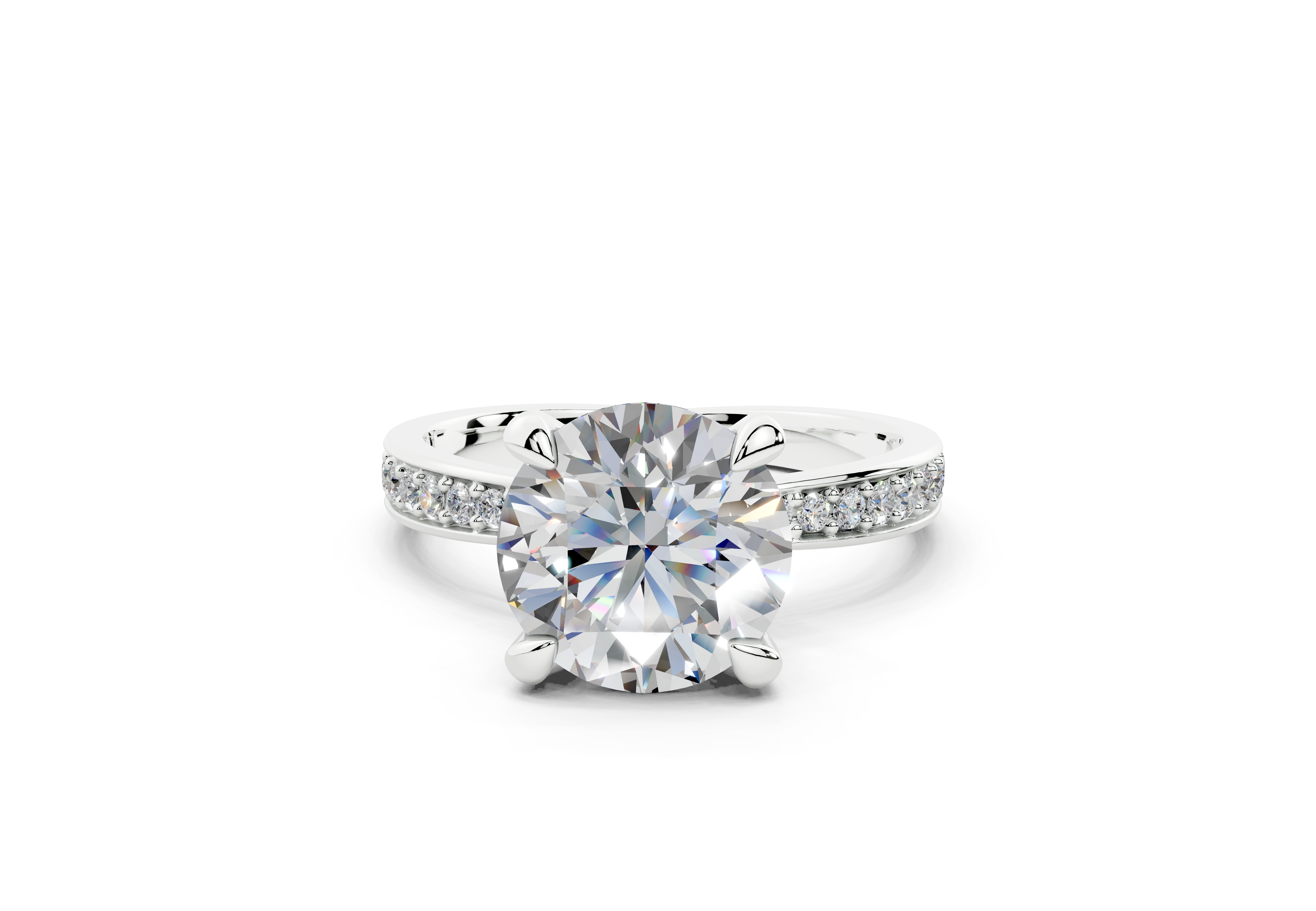 18K Gold Comfort Half Pavé Diamond Engagement Ring 2.5 Carat - White Gold#Material_White Gold#