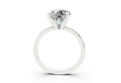 18K Gold Comfort Half Pavé Diamond Engagement Ring 2.5 Carat