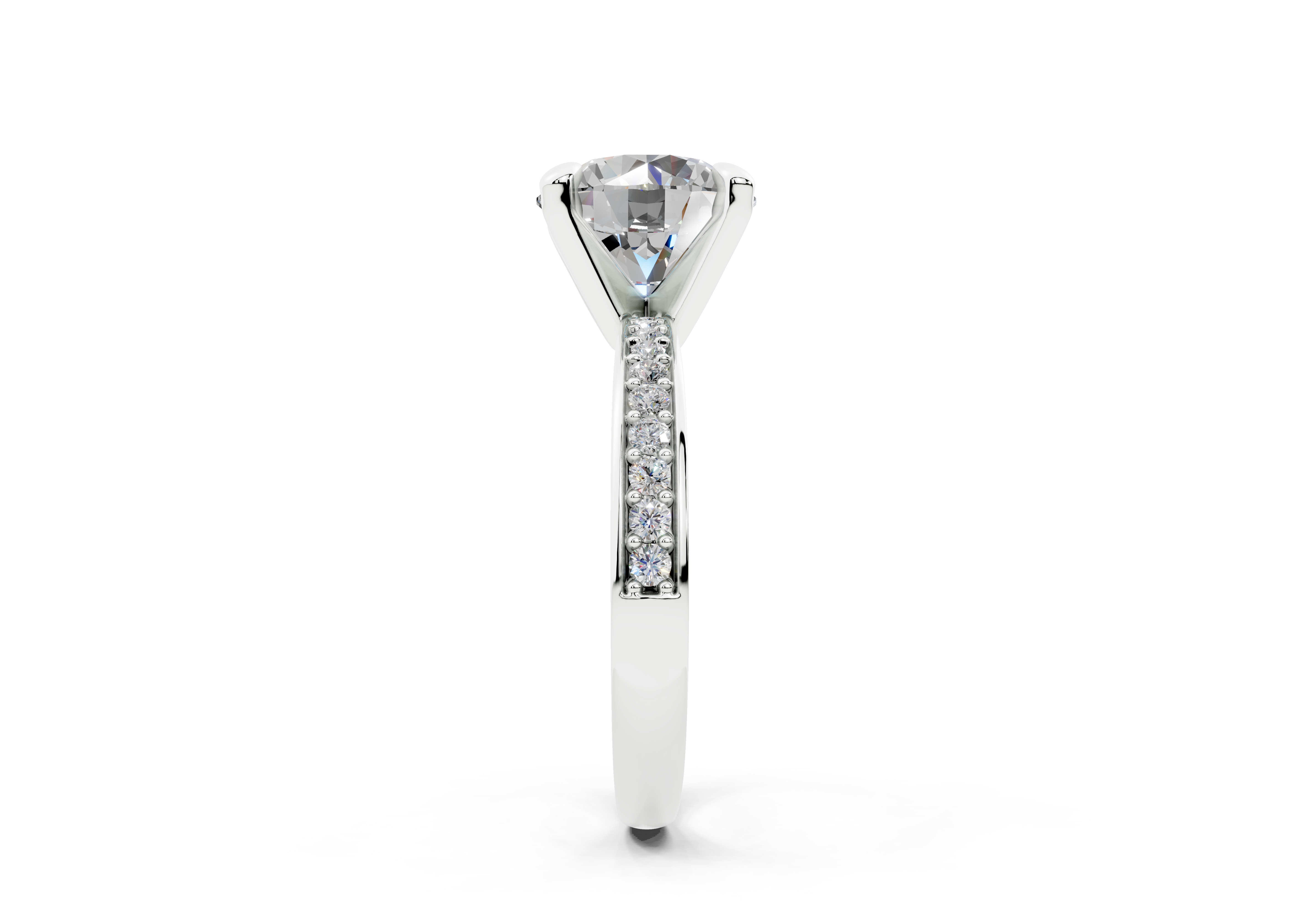 18K Gold Comfort Half Pavé Diamond Engagement Ring 2.5 Carat - White Gold#Material_White Gold#