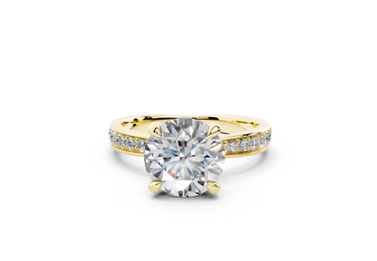 18K Gold Comfort Half Pavé Diamond Engagement Ring 2 Carat