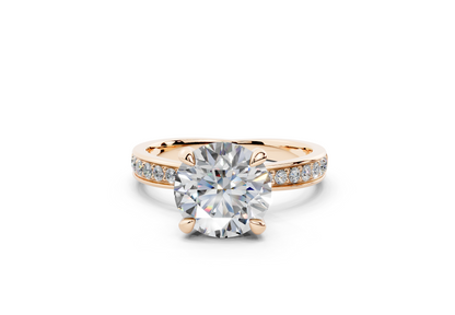 18K Gold Comfort Half Pavé Diamond Engagement Ring 2 Carat