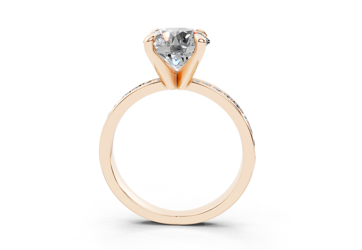 18K Gold Comfort Half Pavé Diamond Engagement Ring 2 Carat - Rose Gold#Material_Rose Gold#