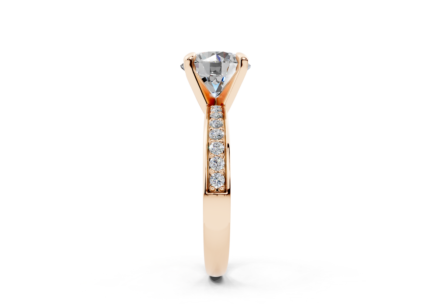 18K Gold Comfort Half Pavé Diamond Engagement Ring 2 Carat