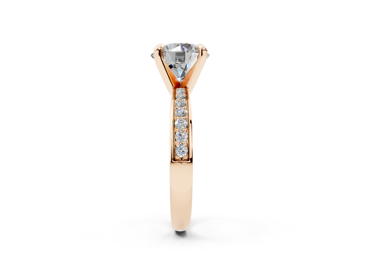 18K Gold Comfort Half Pavé Diamond Engagement Ring 2 Carat - Rose Gold#Material_Rose Gold#