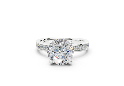 18K Gold Comfort Half Pavé Diamond Engagement Ring 2 Carat