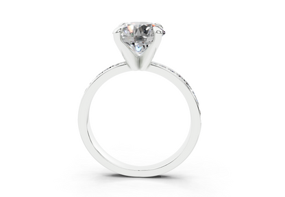 18K Gold Comfort Half Pavé Diamond Engagement Ring 2 Carat