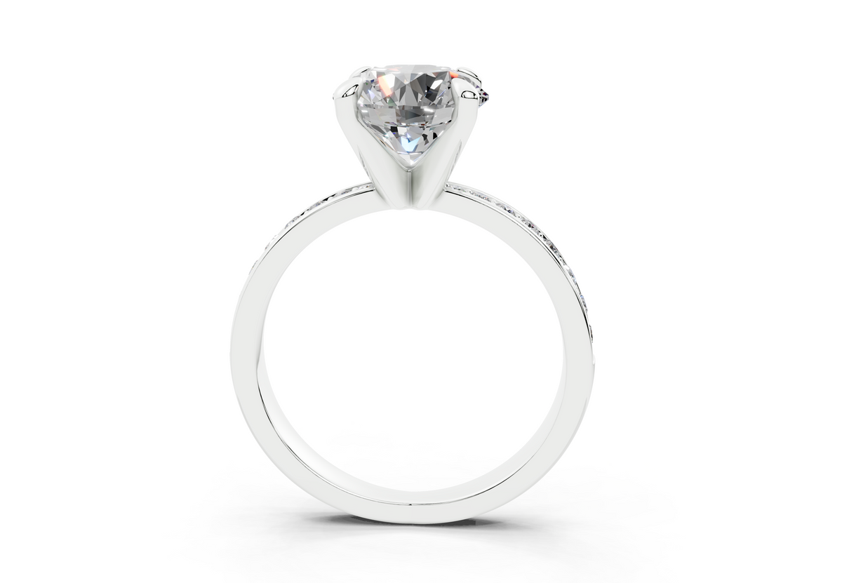 18K Gold Comfort Half Pavé Diamond Engagement Ring 2 Carat - White Gold#Material_White Gold#