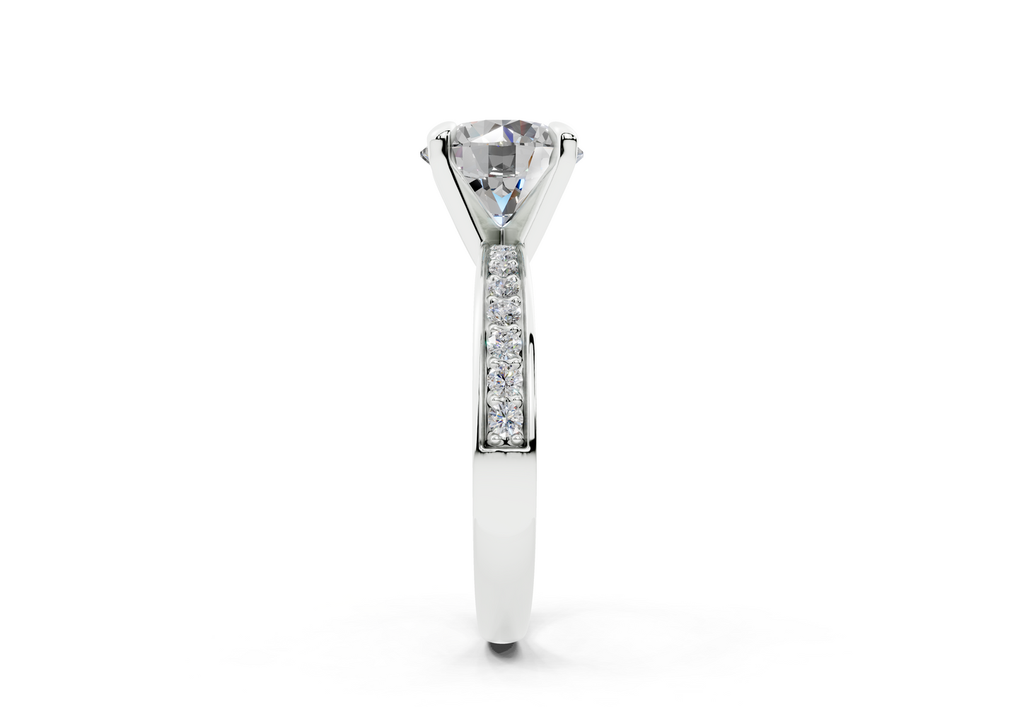 18K Gold Comfort Half Pavé Diamond Engagement Ring 2 Carat
