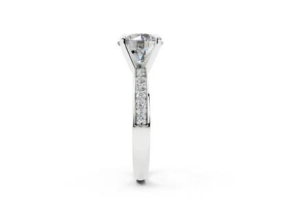 18K Gold Comfort Half Pavé Diamond Engagement Ring 2 Carat