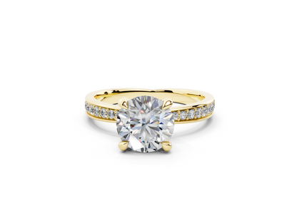 18K Gold Comfort Half Pavé Diamond Engagement Ring 1.5 Carat