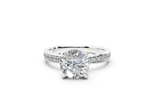 18K Gold Comfort Half Pavé Diamond Engagement Ring 1.5 Carat