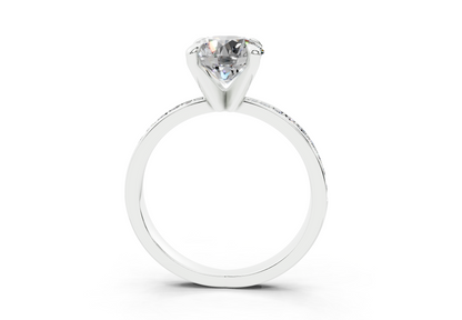 18K Gold Comfort Half Pavé Diamond Engagement Ring 1.5 Carat