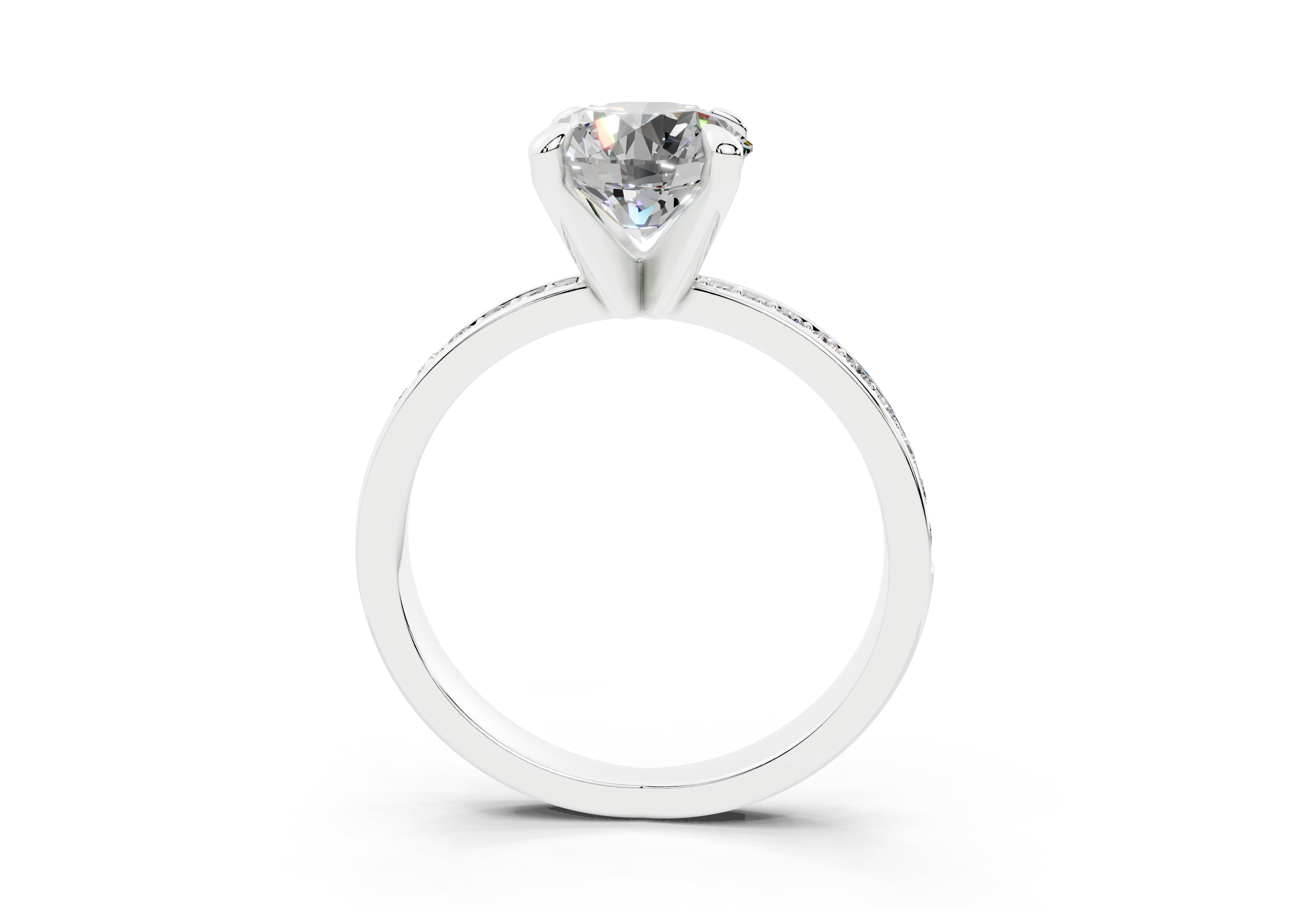 18K Gold Comfort Half Pavé Diamond Engagement Ring 1.5 Carat - White Gold#Material_White Gold#