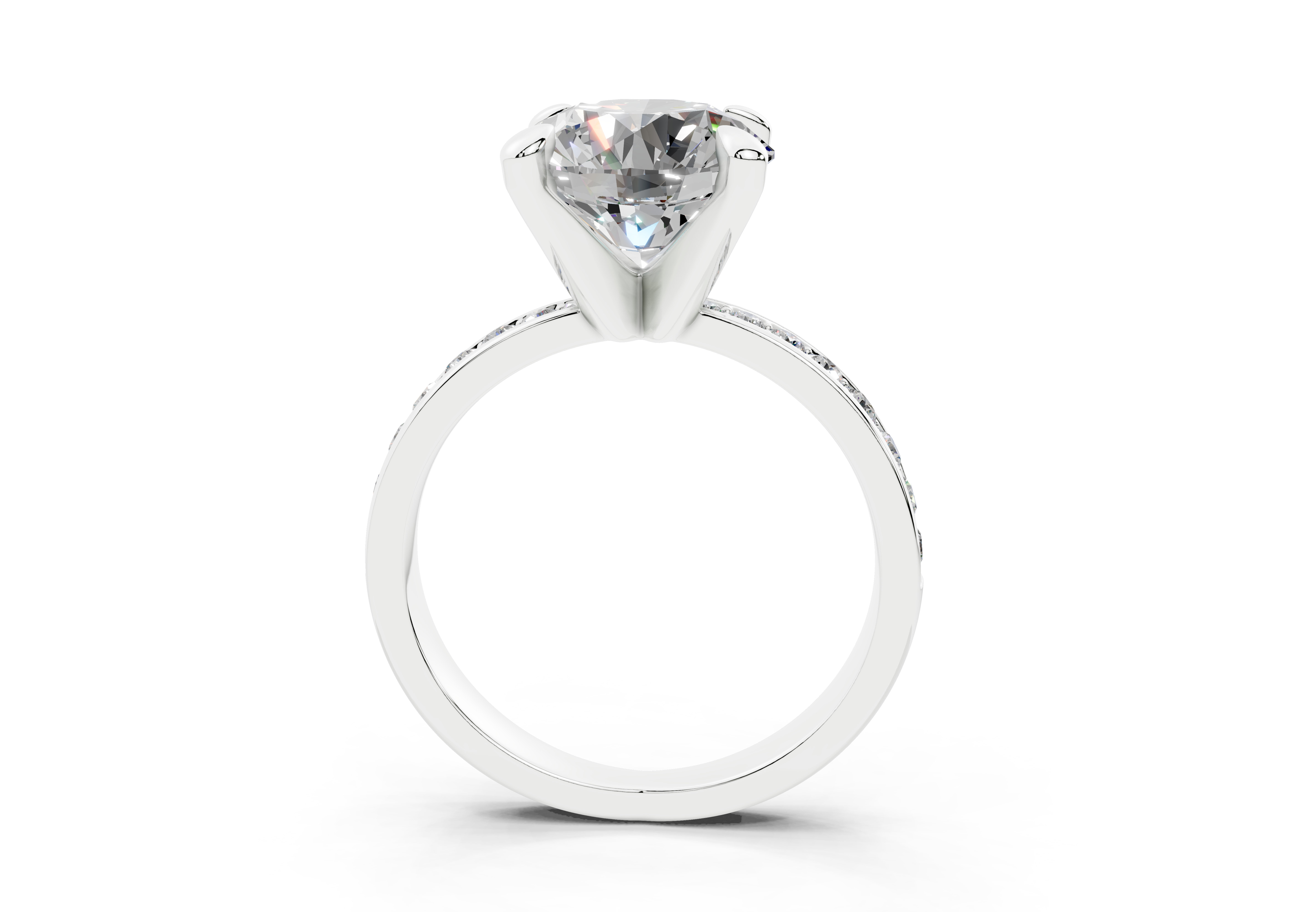 18K Gold Comfort Half Pavé Diamond Engagement Ring 3 Carat - White Gold#Material_White Gold#
