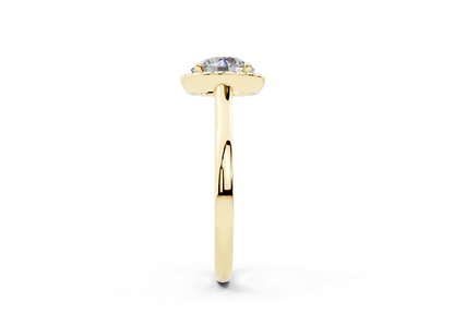18K Gold Half Pavé Halo Diamond Engagement Ring 1.5 Carat