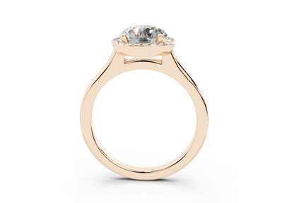 18K Gold Half Pavé Halo Diamond Engagement Ring 1.5 Carat