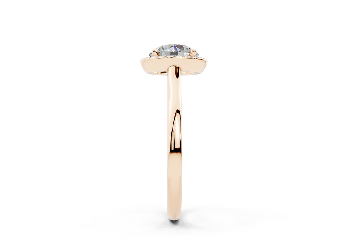 18K Gold Half Pavé Halo Diamond Engagement Ring 1.5 Carat - Rose Gold#Material_Rose Gold#