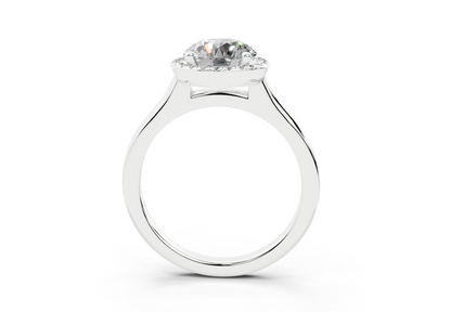18K Gold Half Pavé Halo Diamond Engagement Ring 1.5 Carat