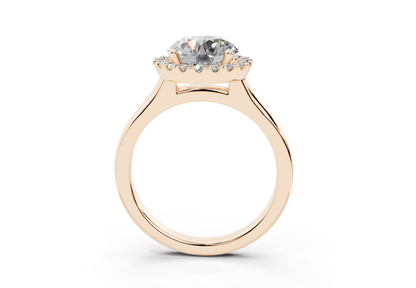 18K Gold Half Pavé Halo Diamond Engagement Ring 2 Carat