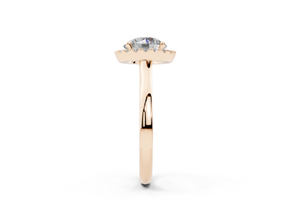 18K Gold Half Pavé Halo Diamond Engagement Ring 2 Carat