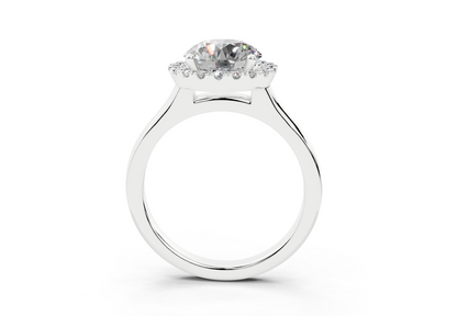 18K Gold Half Pavé Halo Diamond Engagement Ring 2 Carat