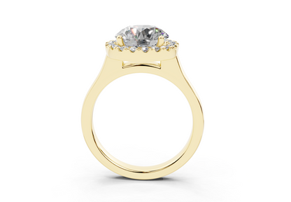 18K Gold Half Pavé Halo Diamond Engagement Ring 2.5 Carat