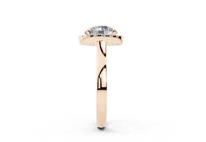 18K Gold Half Pavé Halo Diamond Engagement Ring 2.5 Carat