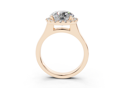 18K Gold Half Pavé Halo Diamond Engagement Ring 3 Carat