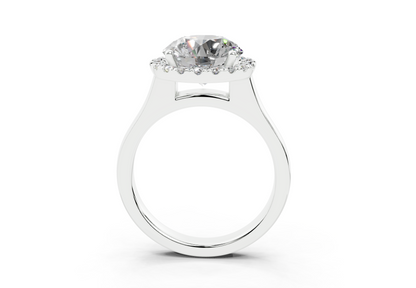 18K Gold Half Pavé Halo Diamond Engagement Ring 3 Carat